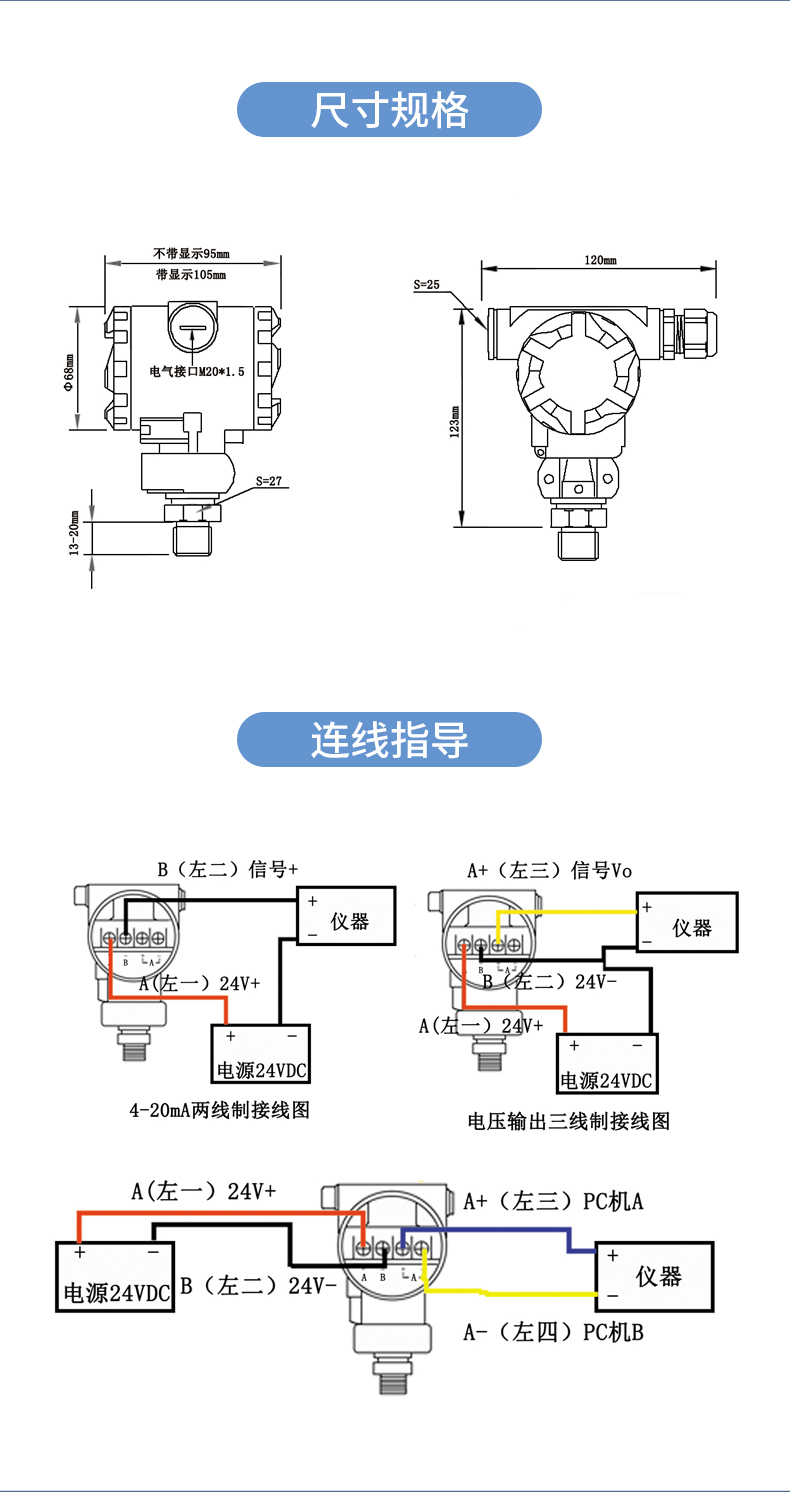 投入式液位變送器接線(xiàn)實(shí)物圖